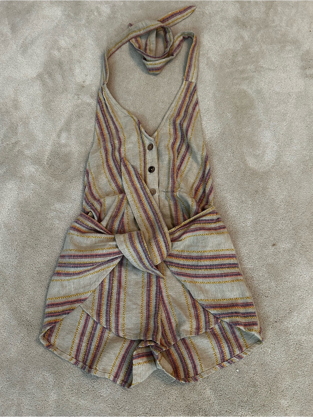 intimately Free People Striped Halter Romper with Tie Short bottom